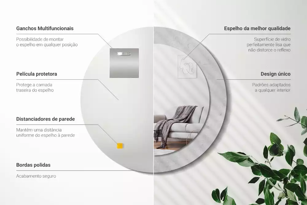 Kulaté dekorativní zrcadlo Betonová textura