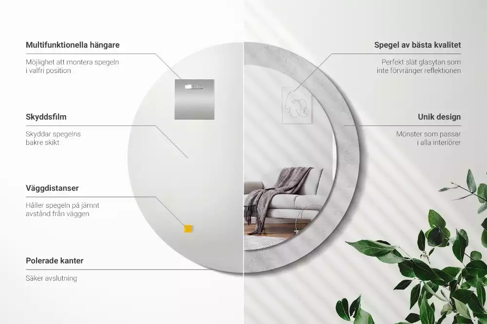 Kulaté dekorativní zrcadlo Betonová textura