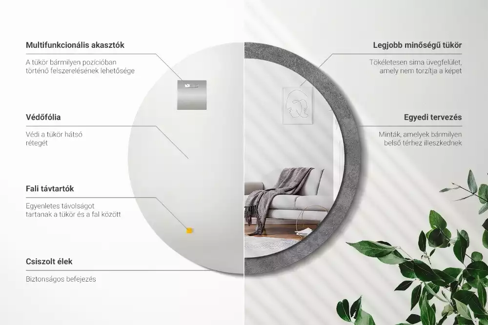 Kulaté dekorativní zrcadlo Betonová textura