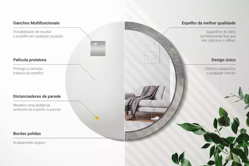 Kulaté dekorativní zrcadlo Šedý beton