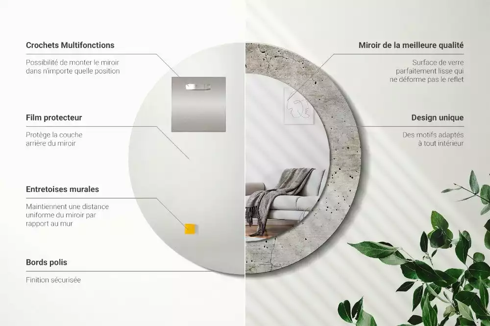 Kulaté dekorativní zrcadlo Šedý beton