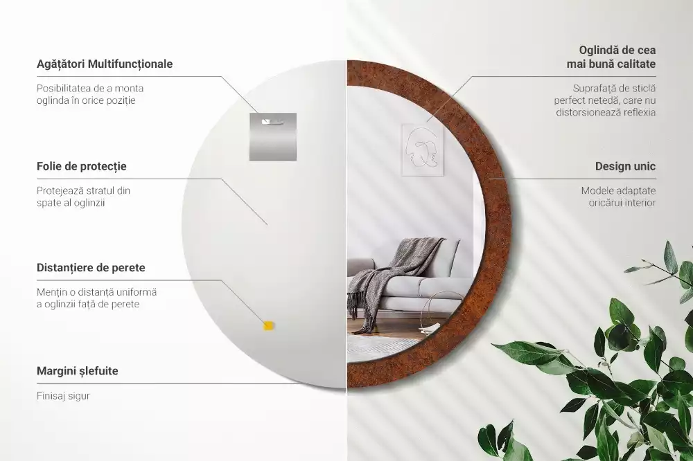 Kulaté dekorativní zrcadlo Rezavý kov