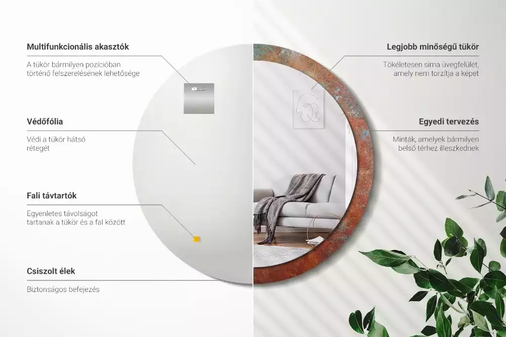 Kulaté dekorativní zrcadlo Rezavý kov