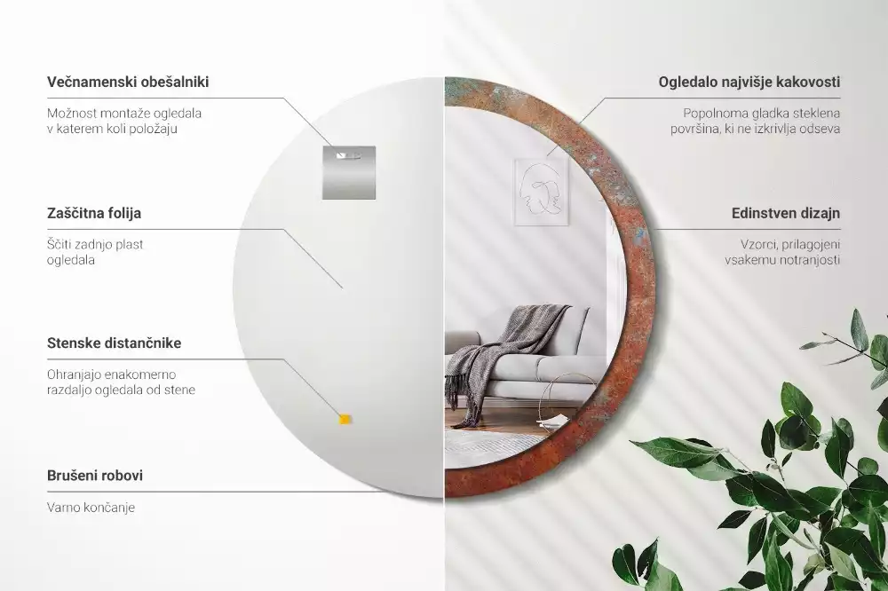 Kulaté dekorativní zrcadlo Rezavý kov