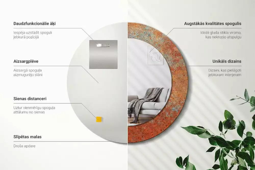 Kulaté dekorativní zrcadlo Rezavý kov