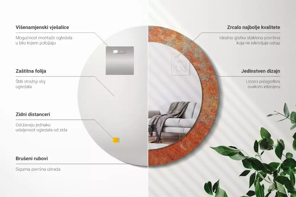 Kulaté dekorativní zrcadlo Rezavý kov