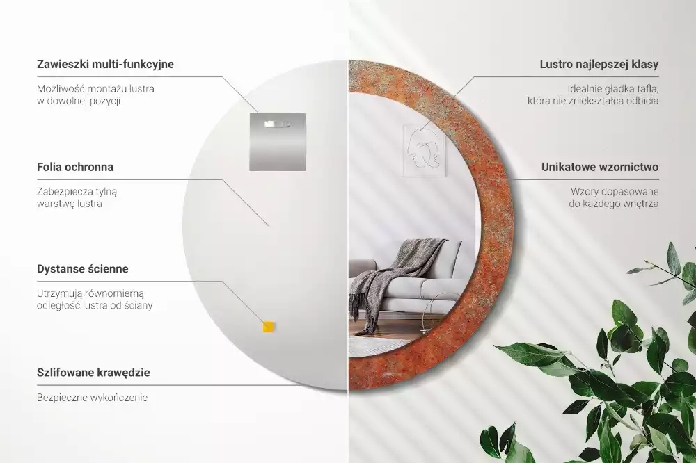 Kulaté dekorativní zrcadlo Rezavý kov