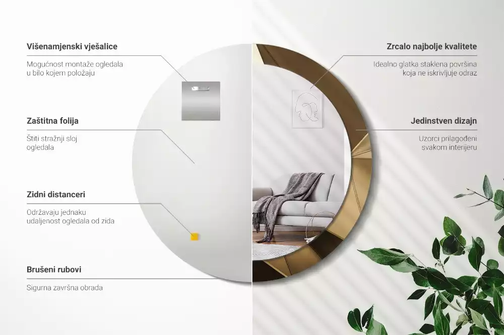 Kulaté dekorativní zrcadlo Moderní abstrakce