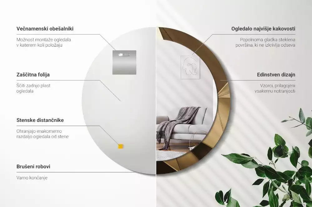 Kulaté dekorativní zrcadlo Moderní abstrakce