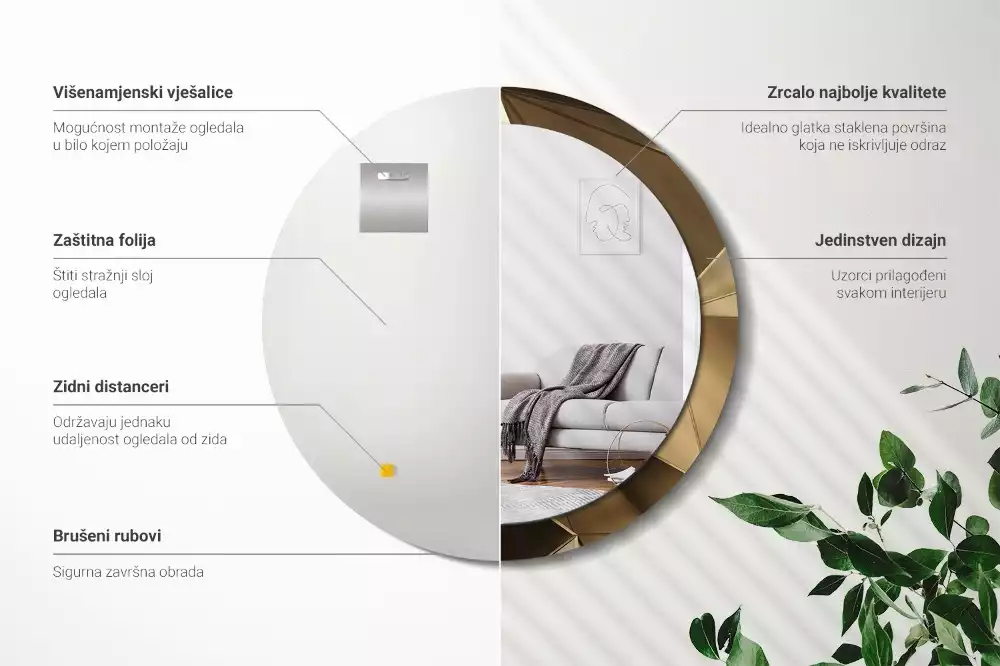 Kulaté dekorativní zrcadlo Moderní abstrakce