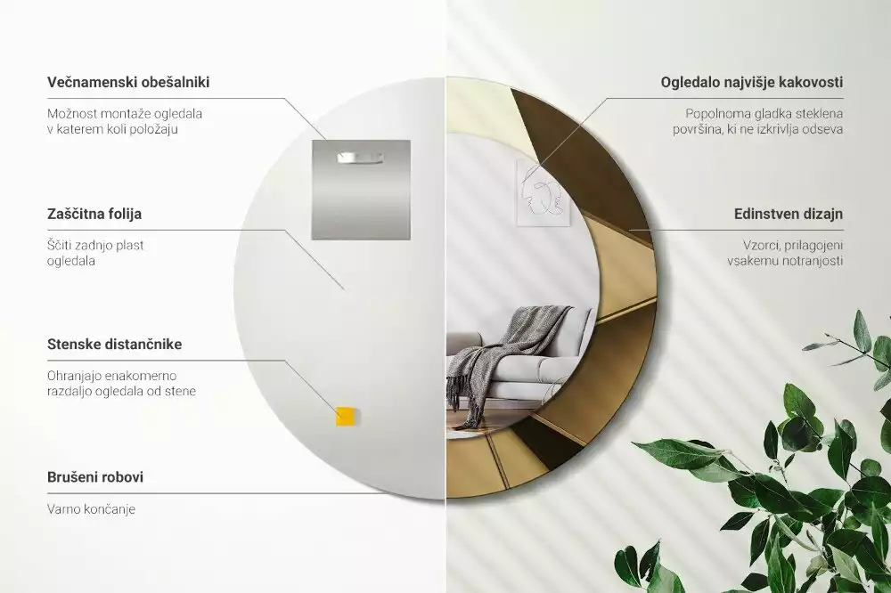 Kulaté dekorativní zrcadlo Moderní abstrakce