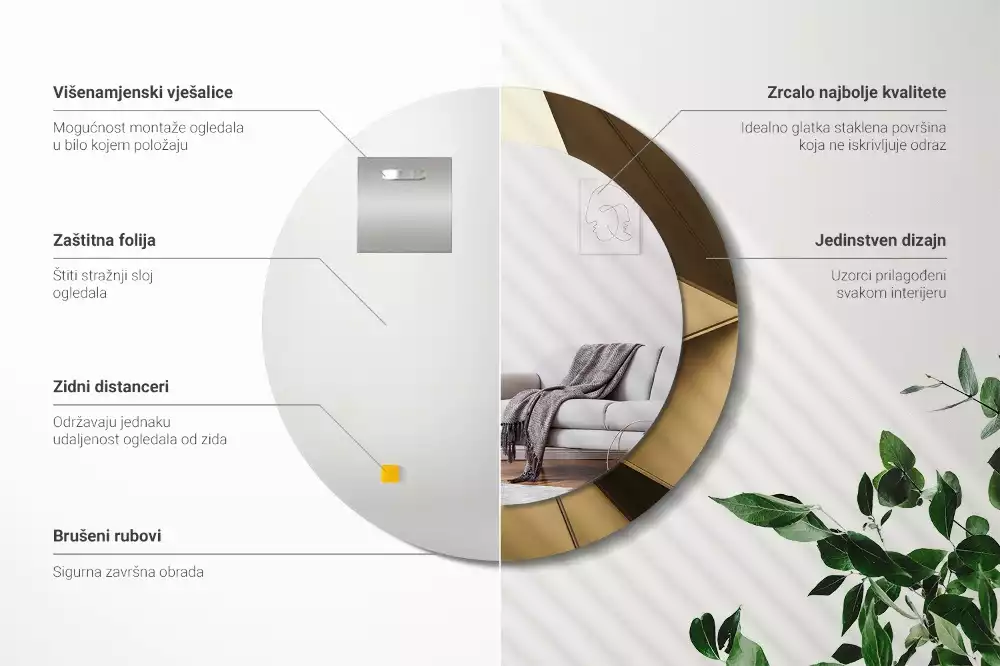 Kulaté dekorativní zrcadlo Moderní abstrakce