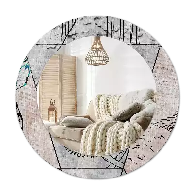 Kulaté dekorativní zrcadlo na zeď Abstraktní zvířata