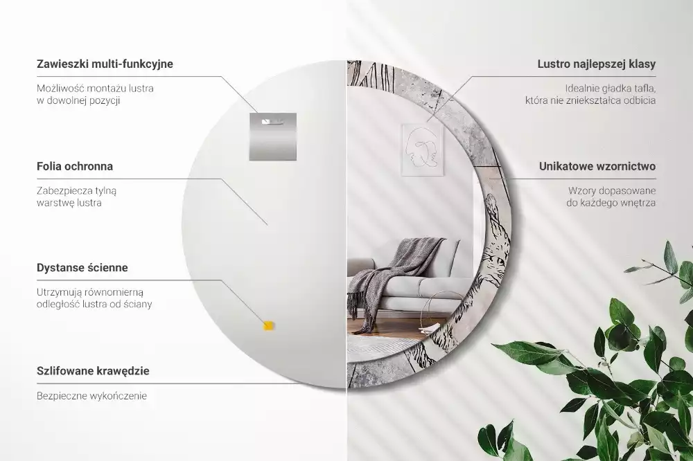 Kulaté dekorativní zrcadlo na zeď Abstraktní zvířata