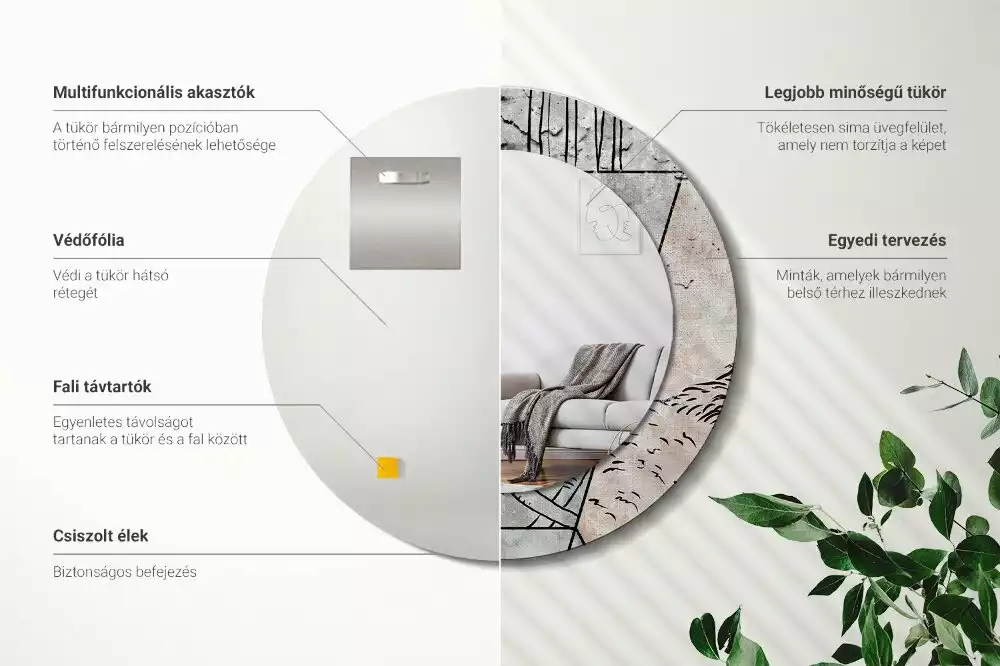 Kulaté dekorativní zrcadlo na zeď Abstraktní zvířata