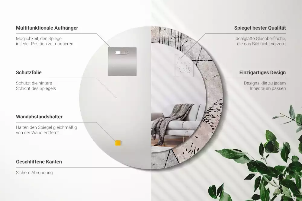 Kulaté dekorativní zrcadlo na zeď Abstraktní zvířata