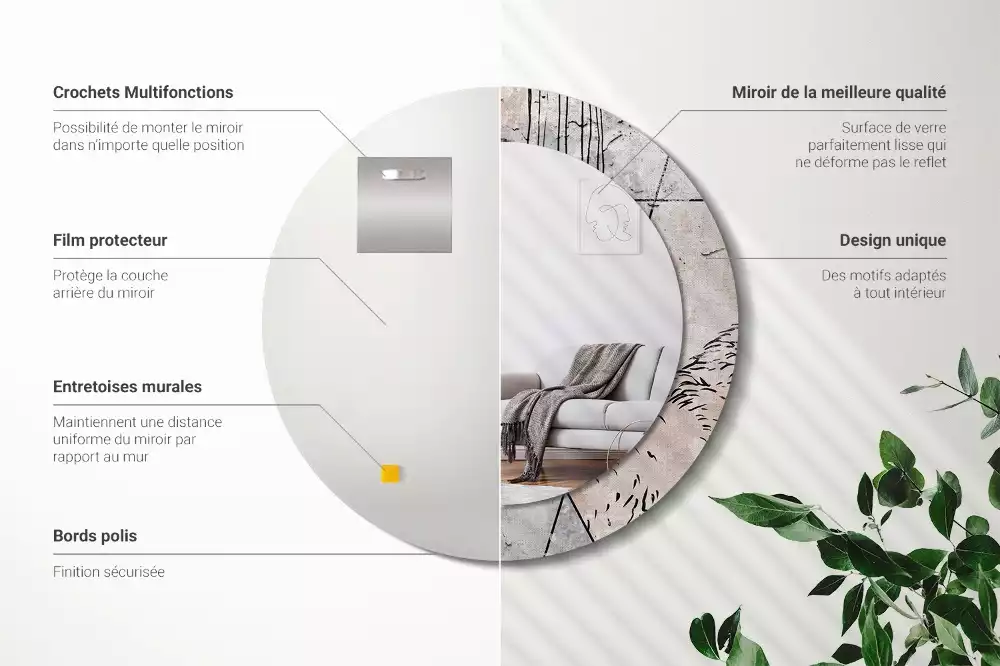 Kulaté dekorativní zrcadlo na zeď Abstraktní zvířata