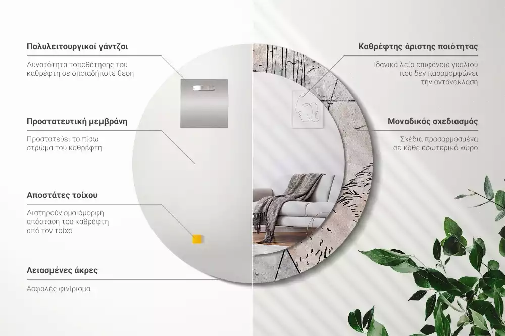 Kulaté dekorativní zrcadlo na zeď Abstraktní zvířata