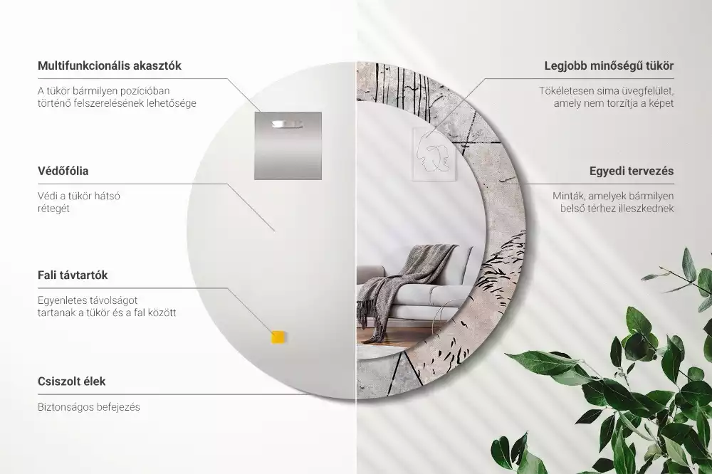 Kulaté dekorativní zrcadlo na zeď Abstraktní zvířata