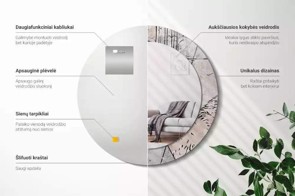 Kulaté dekorativní zrcadlo na zeď Abstraktní zvířata