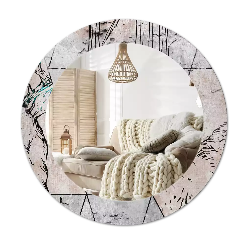 Kulaté dekorativní zrcadlo na zeď Abstraktní zvířata