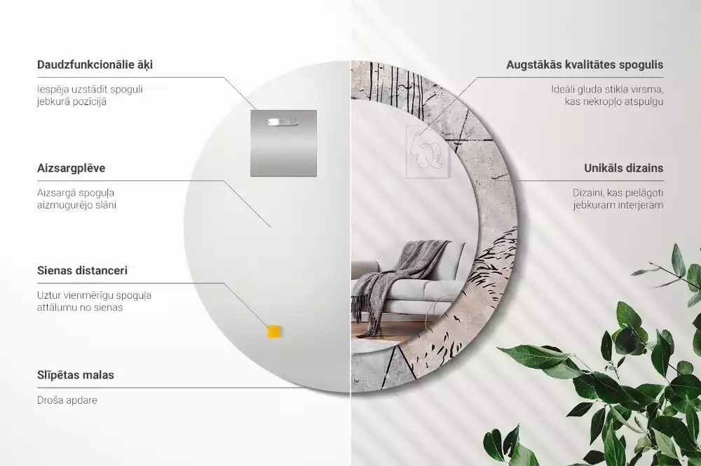 Kulaté dekorativní zrcadlo na zeď Abstraktní zvířata