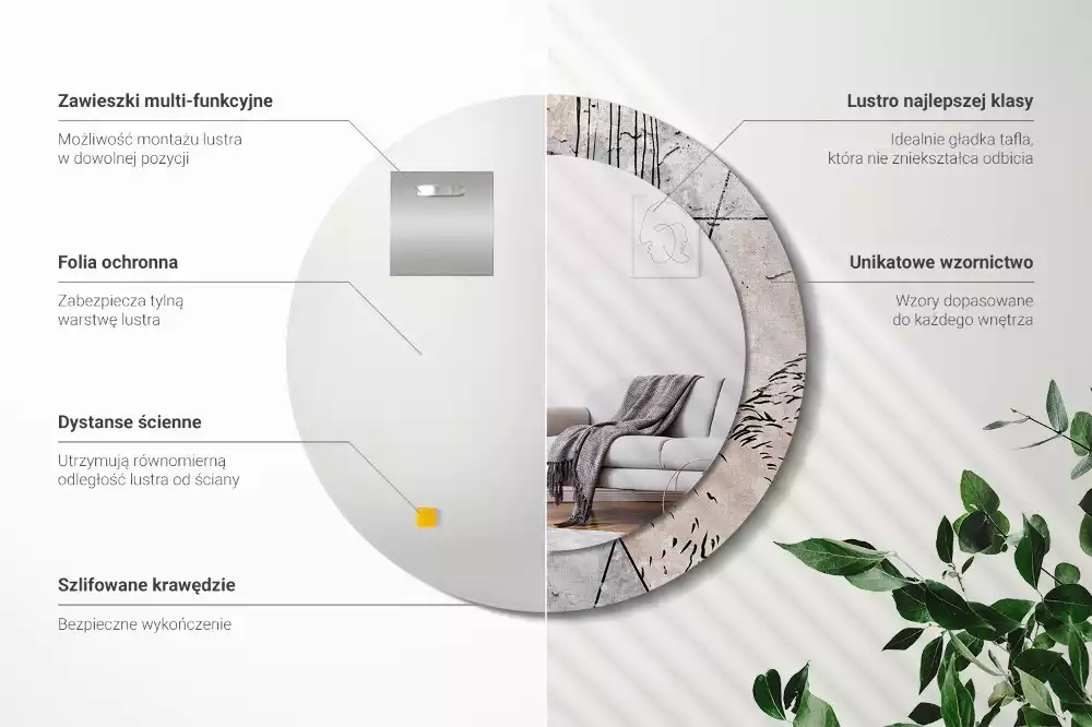 Kulaté dekorativní zrcadlo na zeď Abstraktní zvířata