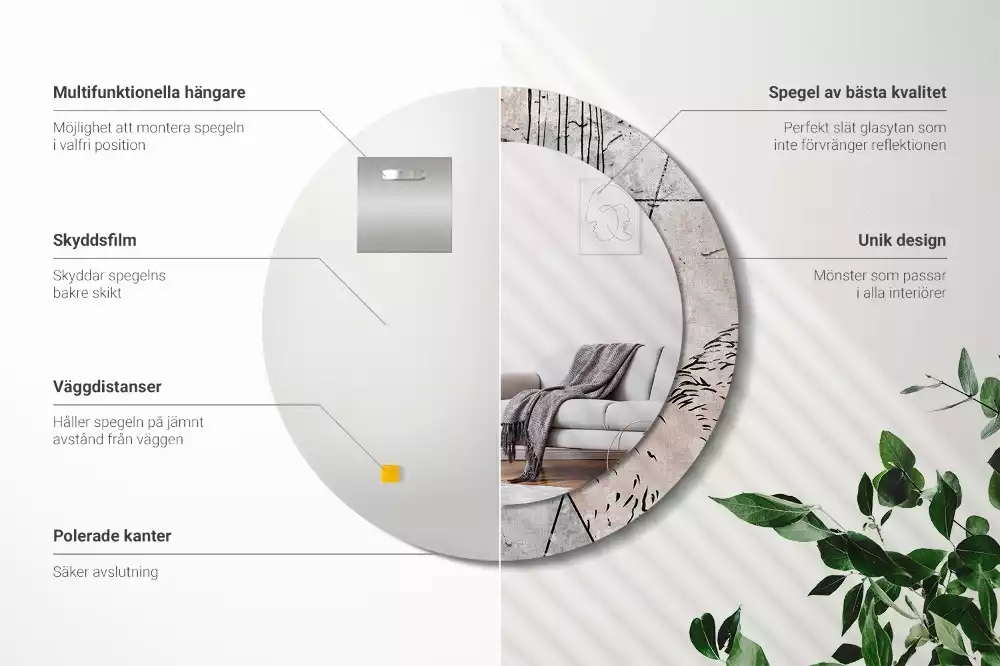 Kulaté dekorativní zrcadlo na zeď Abstraktní zvířata