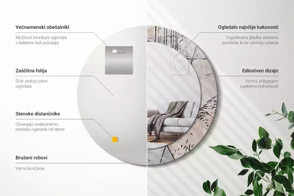 Kulaté dekorativní zrcadlo na zeď Abstraktní zvířata