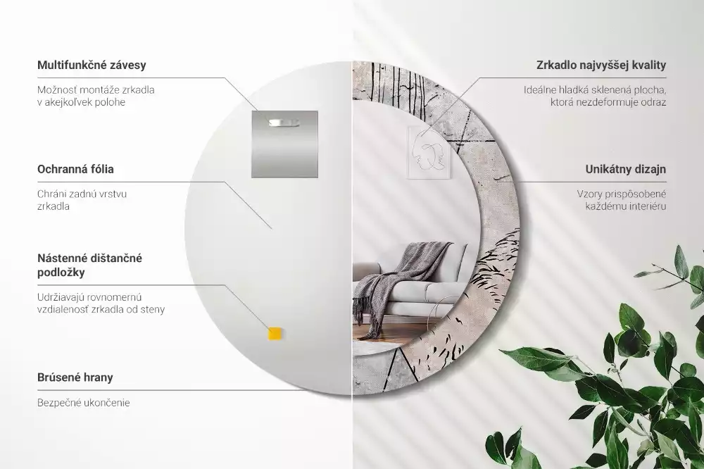 Kulaté dekorativní zrcadlo na zeď Abstraktní zvířata