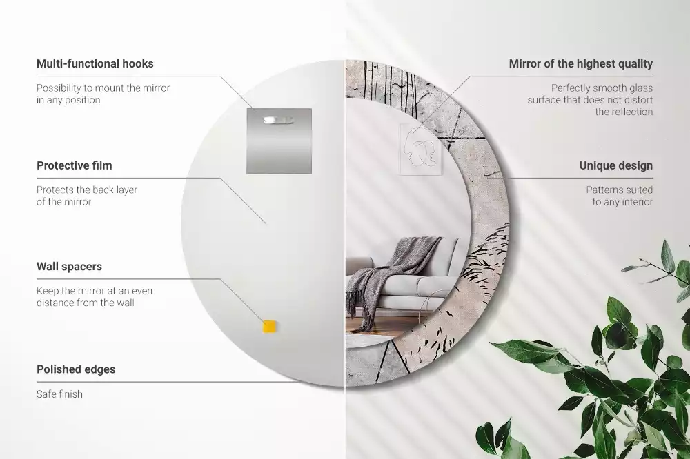 Kulaté dekorativní zrcadlo na zeď Abstraktní zvířata