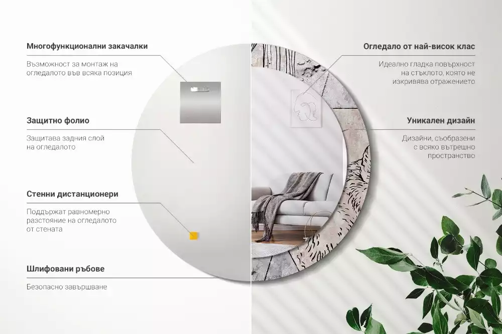 Kulaté dekorativní zrcadlo na zeď Abstraktní zvířata