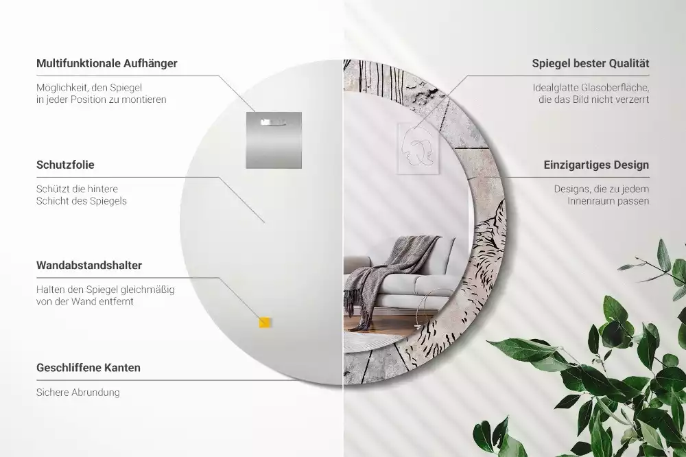 Kulaté dekorativní zrcadlo na zeď Abstraktní zvířata