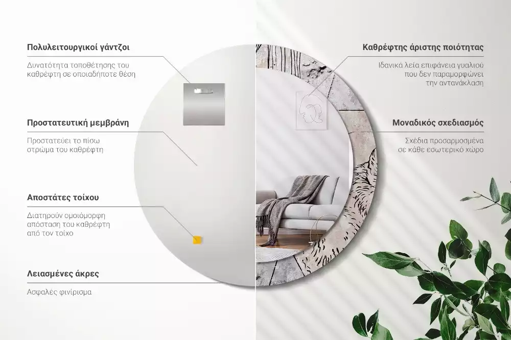 Kulaté dekorativní zrcadlo na zeď Abstraktní zvířata