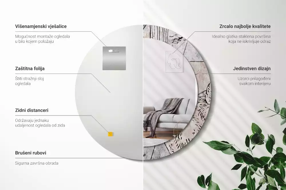 Kulaté dekorativní zrcadlo na zeď Abstraktní zvířata