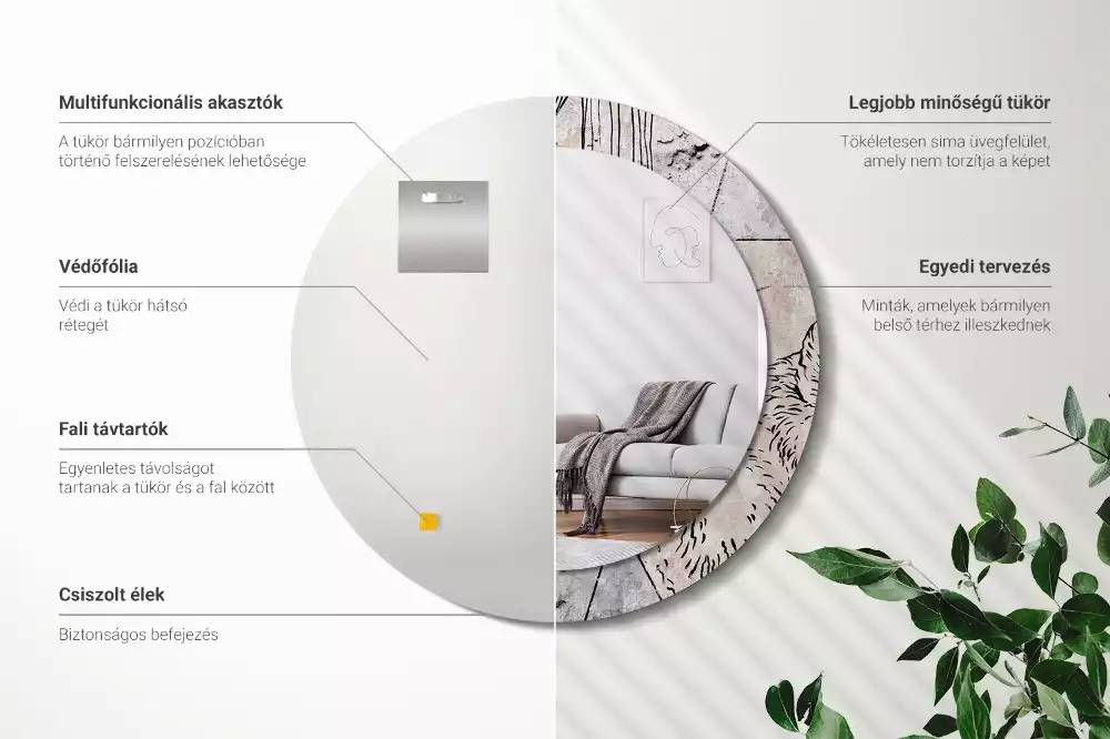 Kulaté dekorativní zrcadlo na zeď Abstraktní zvířata