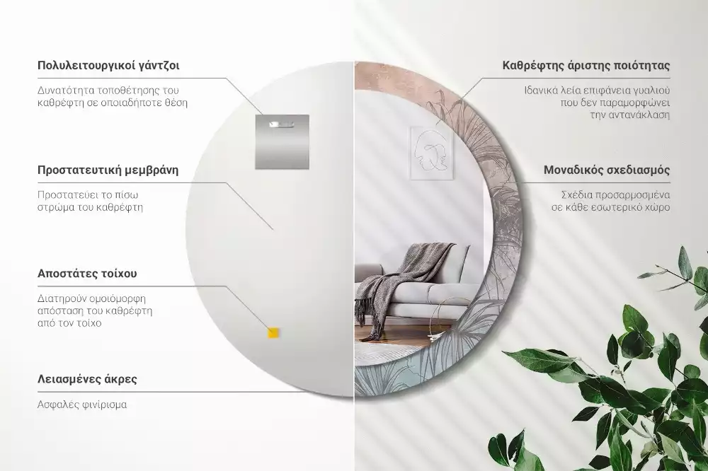 Kulaté zrcadlo s potiskem Tropické květiny