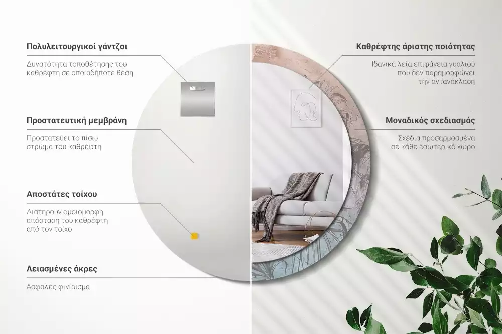 Kulaté zrcadlo s potiskem Tropické květiny