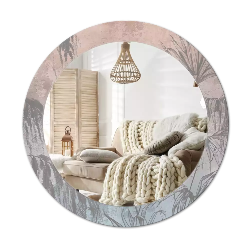 Kulaté zrcadlo s potiskem Tropické květiny