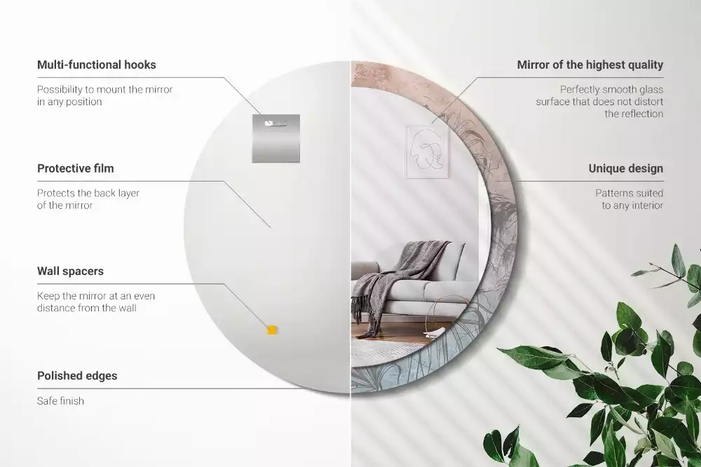 Kulaté zrcadlo s potiskem Tropické květiny