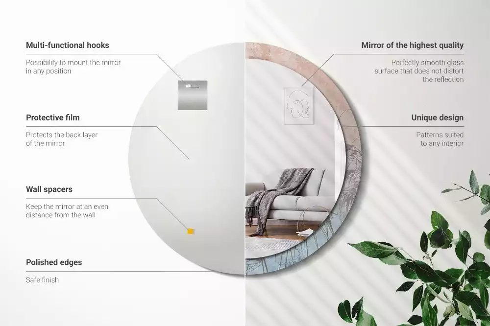 Kulaté zrcadlo s potiskem Tropické květiny