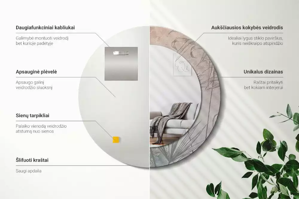 Kulaté zrcadlo s potiskem Tropické květiny