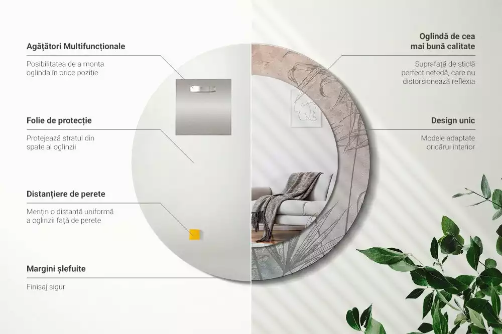 Kulaté zrcadlo s potiskem Tropické květiny