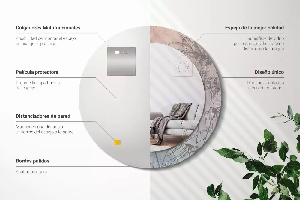 Kulaté zrcadlo s potiskem Tropické květiny