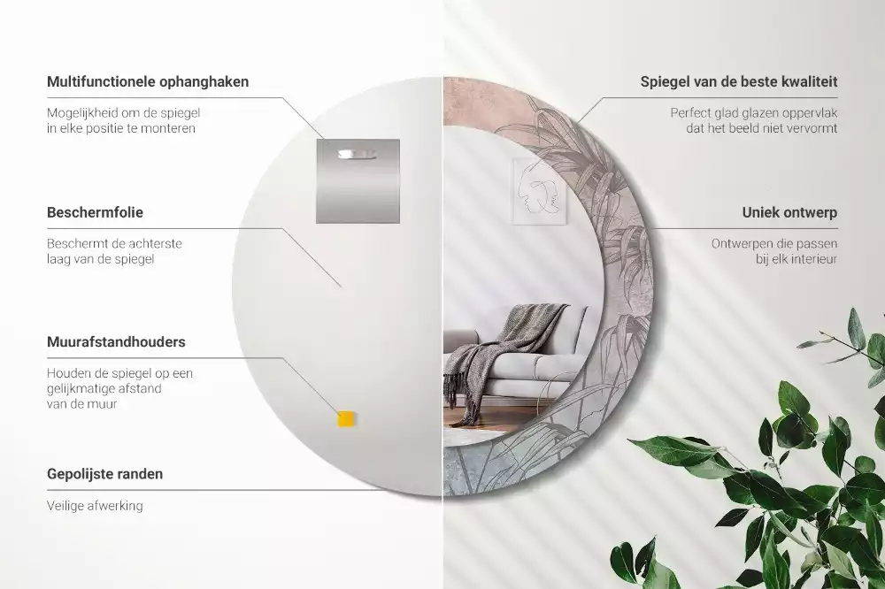 Kulaté zrcadlo s potiskem Tropické květiny