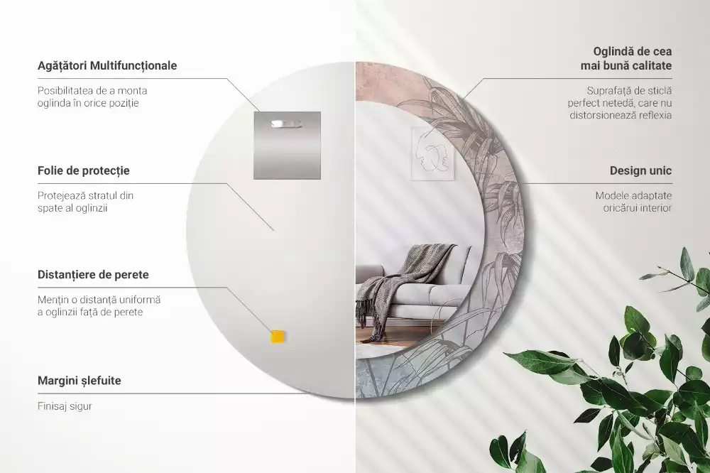 Kulaté zrcadlo s potiskem Tropické květiny