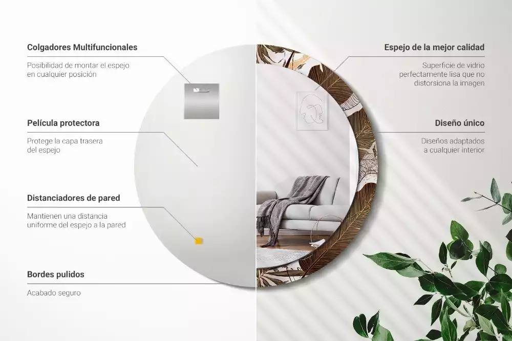 Kulaté zrcadlo s potiskem Palmové listy