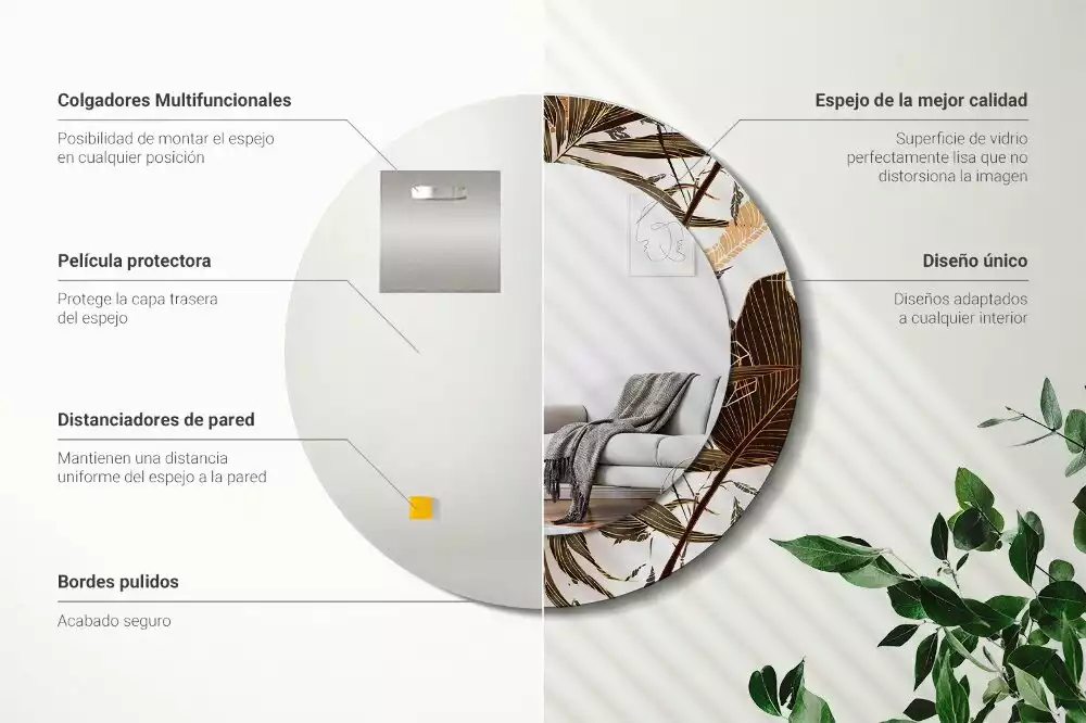 Kulaté zrcadlo s potiskem Palmové listy