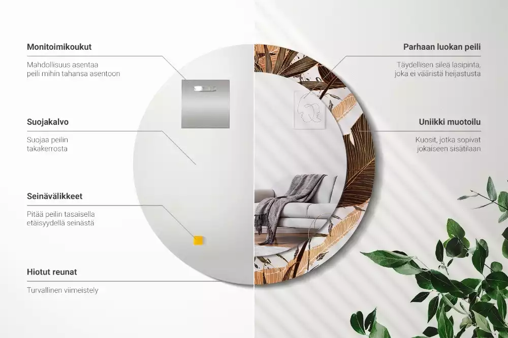 Kulaté zrcadlo s potiskem Palmové listy