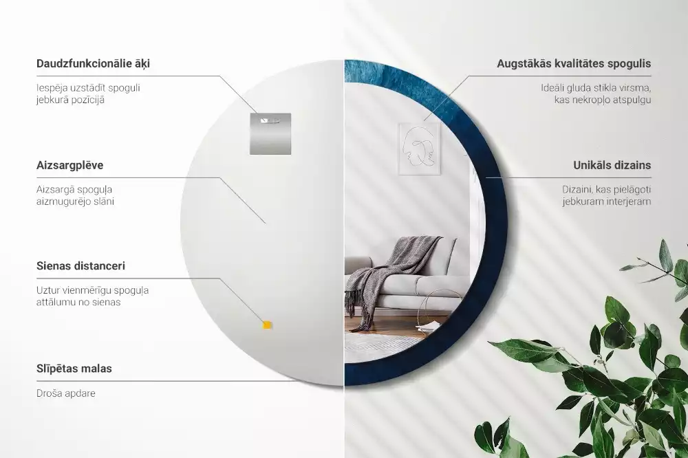 Kulaté zrcadlo s potiskem Abstraktní umění